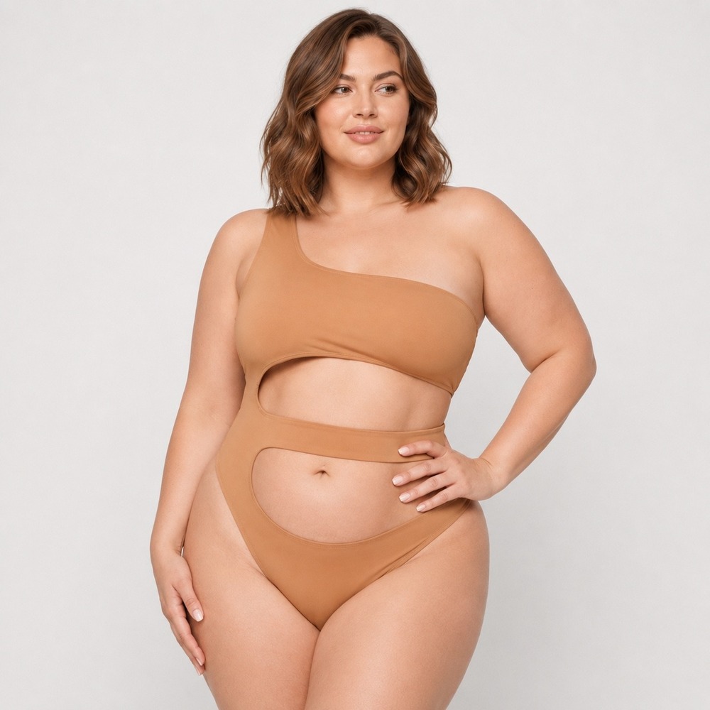 SKIMS Swim One Shoulder Monokini Ochre Womens 4X